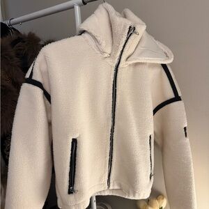 Cozy Cream Teddy Jacket with Black Details